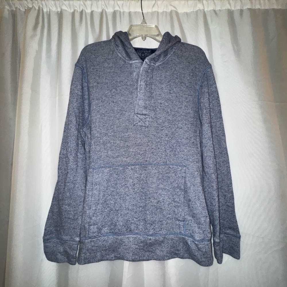 Converse All Star Gray hooded sweatshirt w button neck. Size Medium. GUC